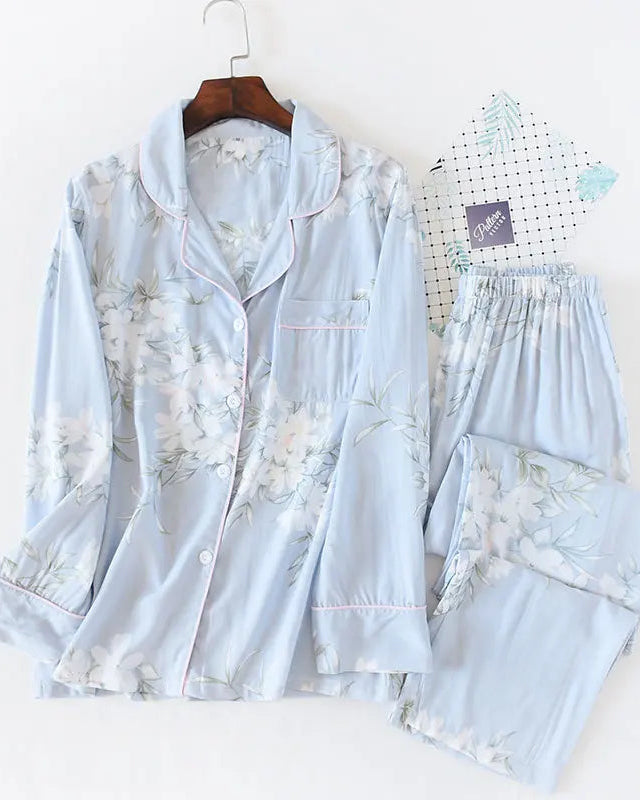 Floral Print Long-Sleeve Pajama Set