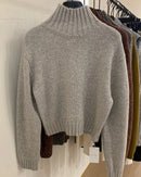 Short Cashmere Mock-Neck Sweater