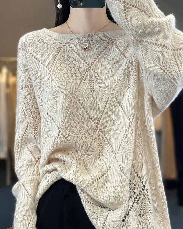 Crochet Hollow Knit Wool Sweater