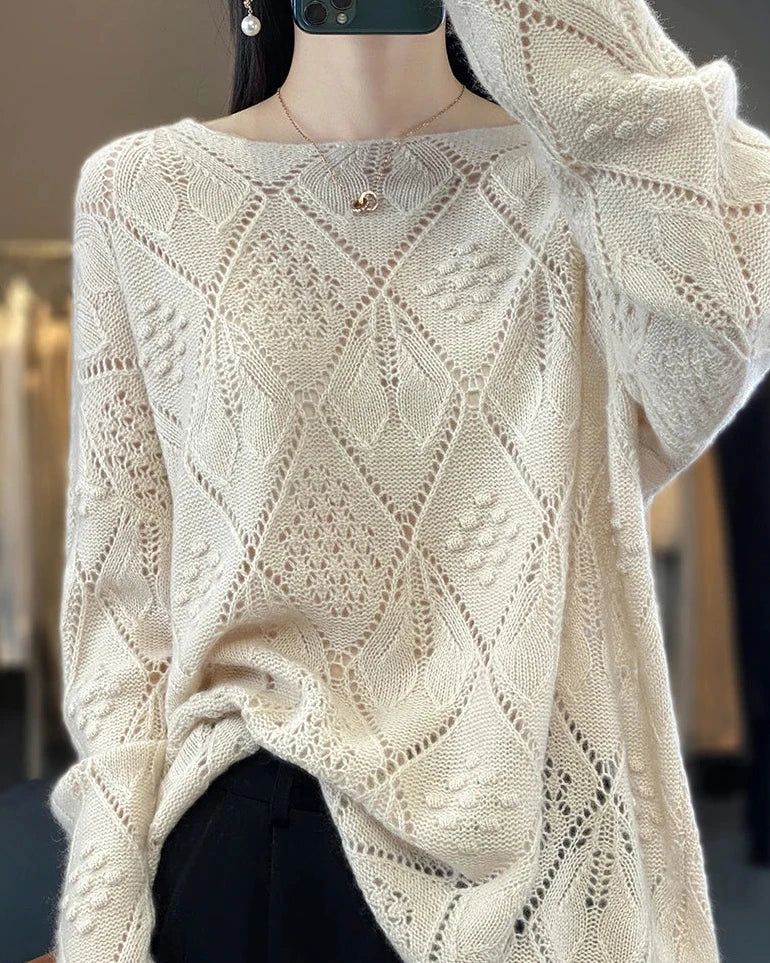 Crochet Hollow Knit Wool Sweater