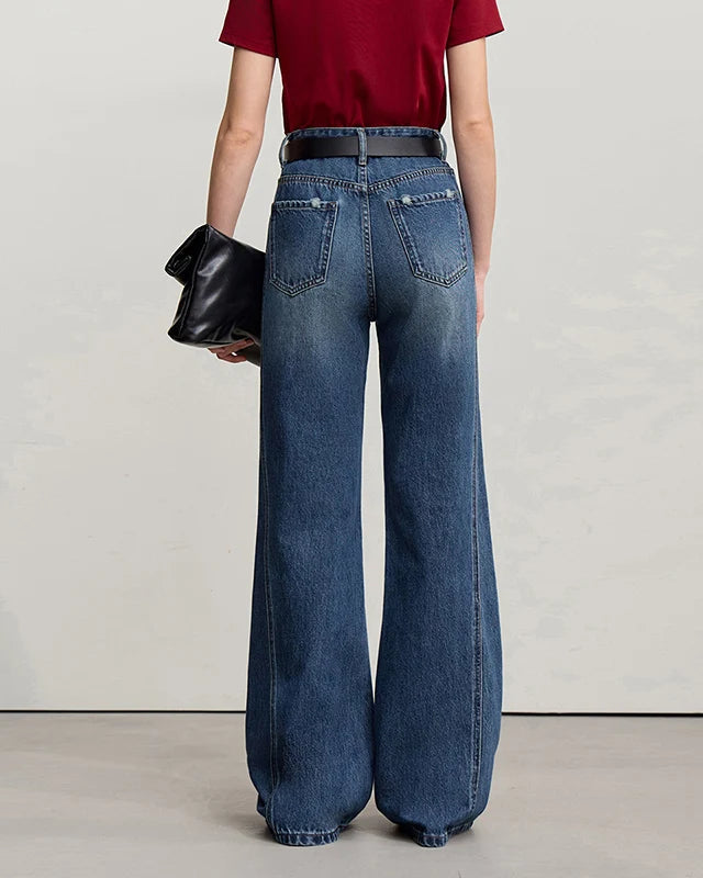 Retro Loose Cotton Flared Jeans
