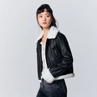 PU Leather Short Quilted Jacket