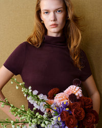 Wool Blend Mock Neck Knit Top