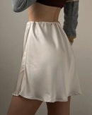 High-Waisted Satin A-Line Mini Skirt