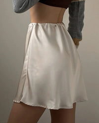 High-Waisted Satin A-Line Mini Skirt