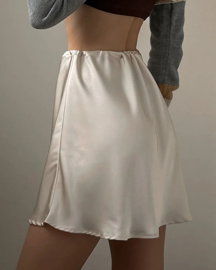 High-Waisted Satin A-Line Mini Skirt