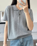 Cotton-Collared Short-Sleeved T-Shirt