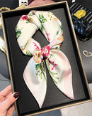 Floral Print Satin Square Scarf