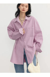 Oversized Long-sleeved Cotton Shirt