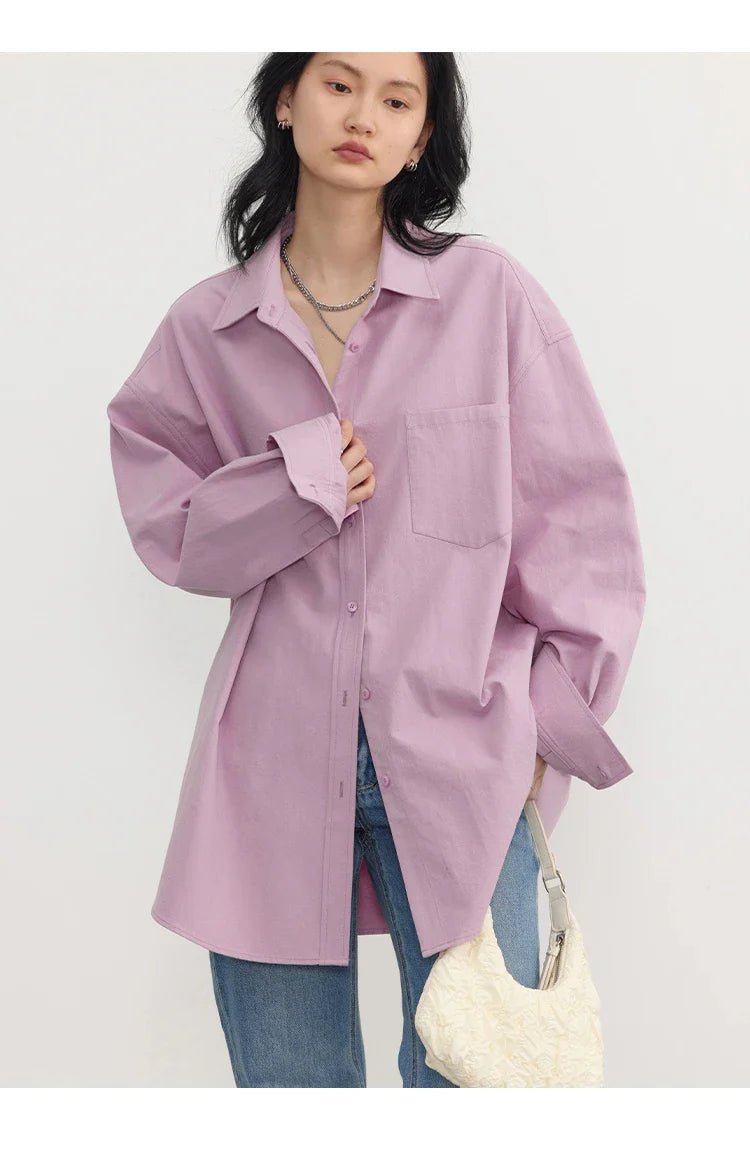 Oversized Long-sleeved Cotton Shirt