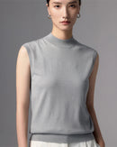 Lightweight Worsted Wool Mock Neck Top