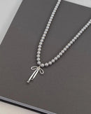Pearl Bow Tassel Clavicle Necklace