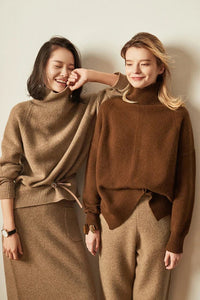 High-Necked Wool Pullover Sweater