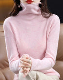 High-Neck Knitted Wool Pullover