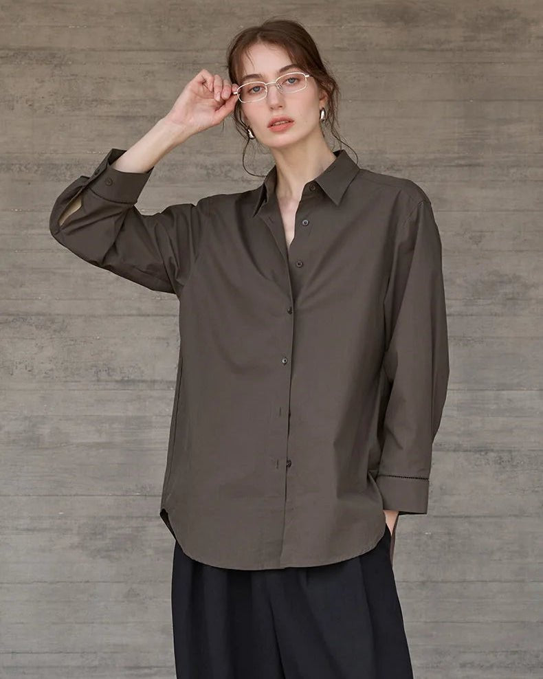 Casual Collared Single-Breasted Loose-Fitting Shirt