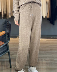 Wool Blend Hooded Zip Cardigan & Wide-Leg Pants Set