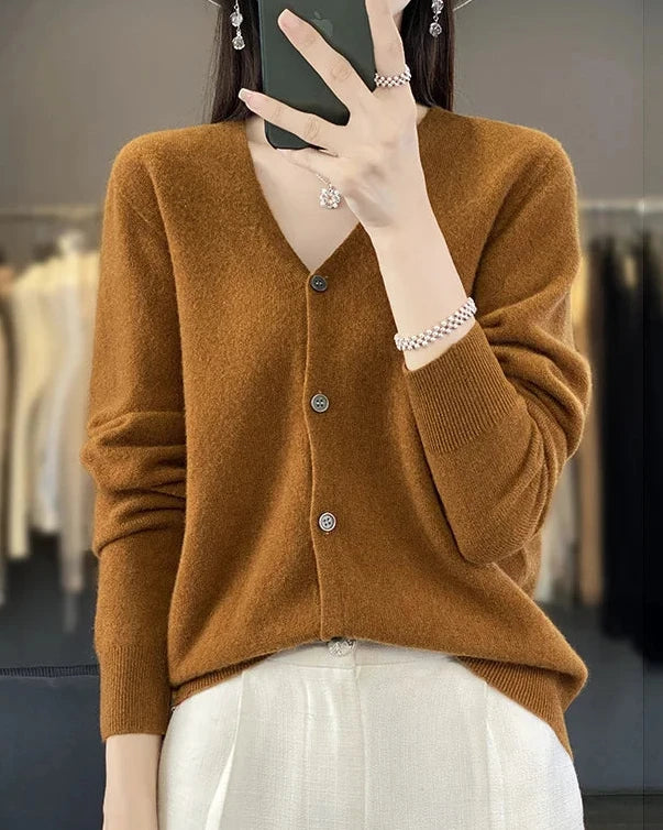 Merino Wool V-Neck Cardigan