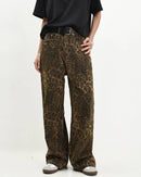 high-rise wide-leg jeans. Structured cotton denim, relaxed fit, full-length cut.