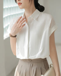 Ruffle-Sleeve Single-Breasted Shirt