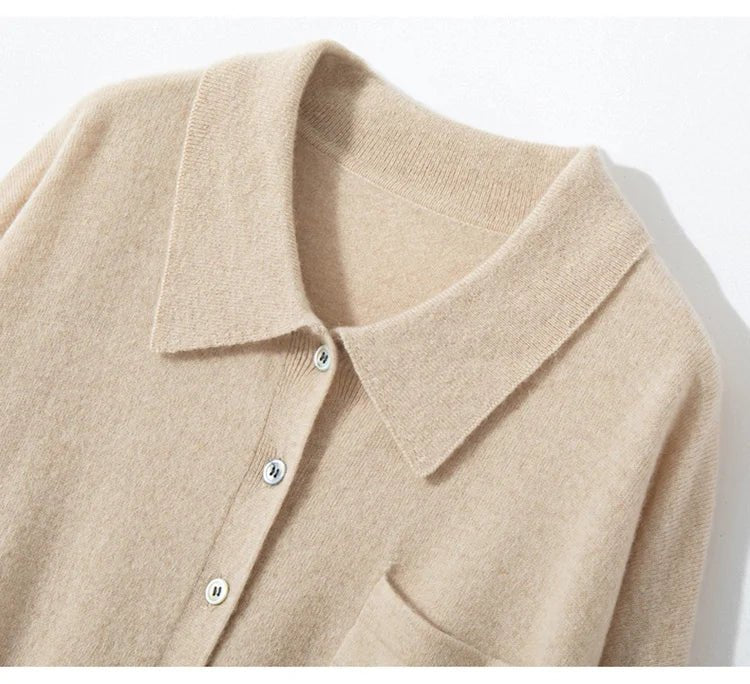 Cashmere Knitted Turn-down Collar Shirt