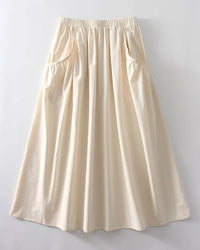 Twill Midi Skirt With Pockets And Pleats