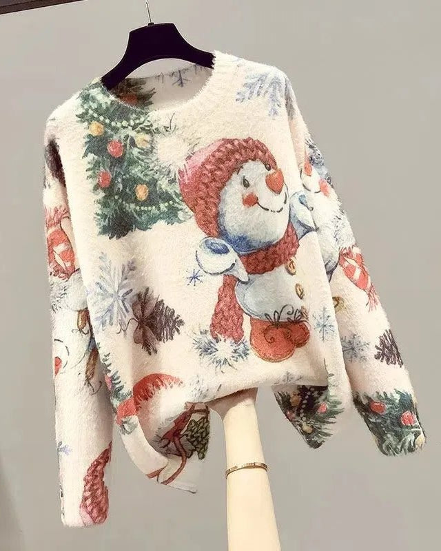 Christmas Snowman Pullover Knitted Sweater