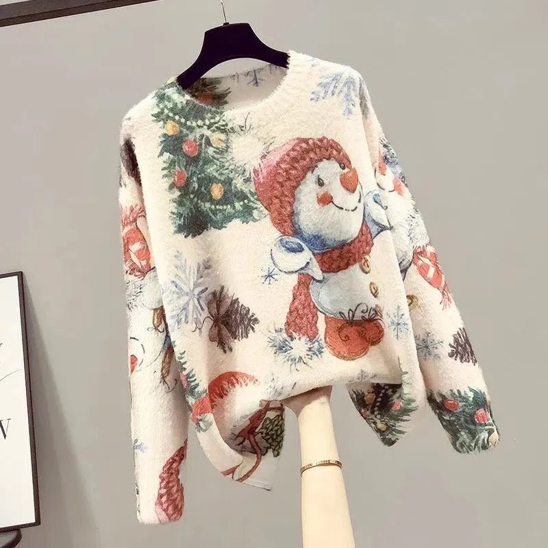 Christmas Snowman Pullover Knitted Sweater