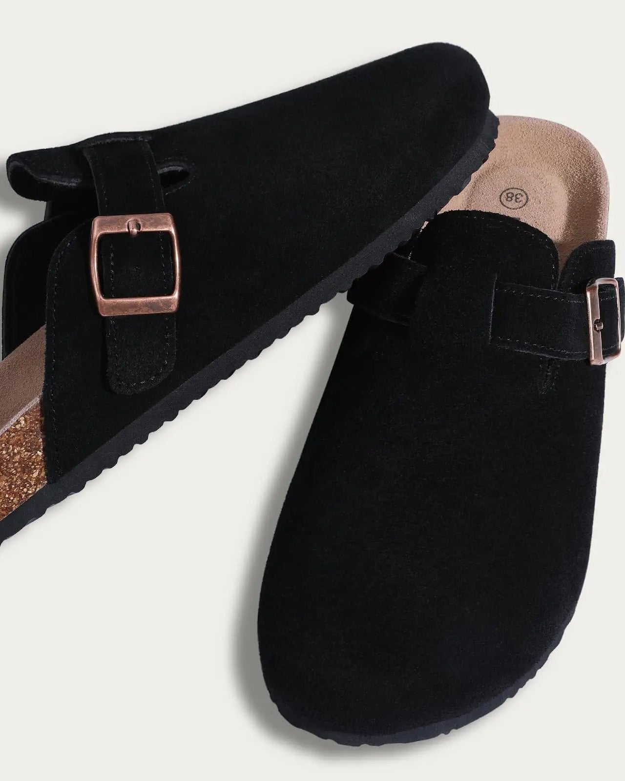 Suede Platform Cork Insole Slippers