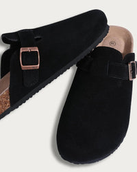 Suede Platform Cork Insole Slippers