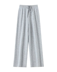 Wool Casual Drawstring Stretch Wide-Leg Pants