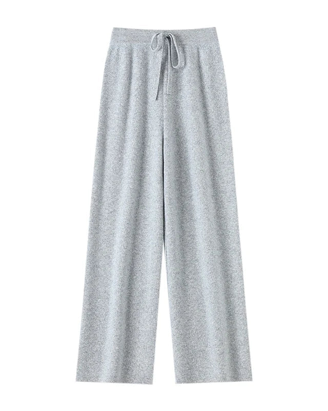 Wool Casual Drawstring Stretch Wide-Leg Pants