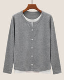 Striped wool blend knit cardigan — a lightweight women's sweater designed for effortless everyday layering. Casual, refined, and seasonlessly versatile.