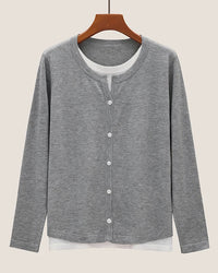 Striped wool blend knit cardigan — a lightweight women's sweater designed for effortless everyday layering. Casual, refined, and seasonlessly versatile.
