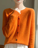 Merino Wool O-Neck Button Cardigan