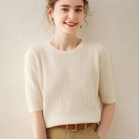 100% Cashmere Short Sleeve Pullover Sweatshirt