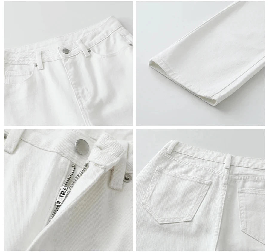 High-Waist Cotton Straight-Leg Jeans