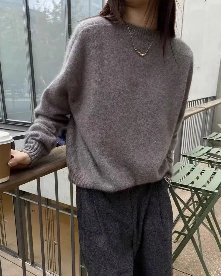 Thick Cashmere Loose-Fitting Crew Neck Sweater