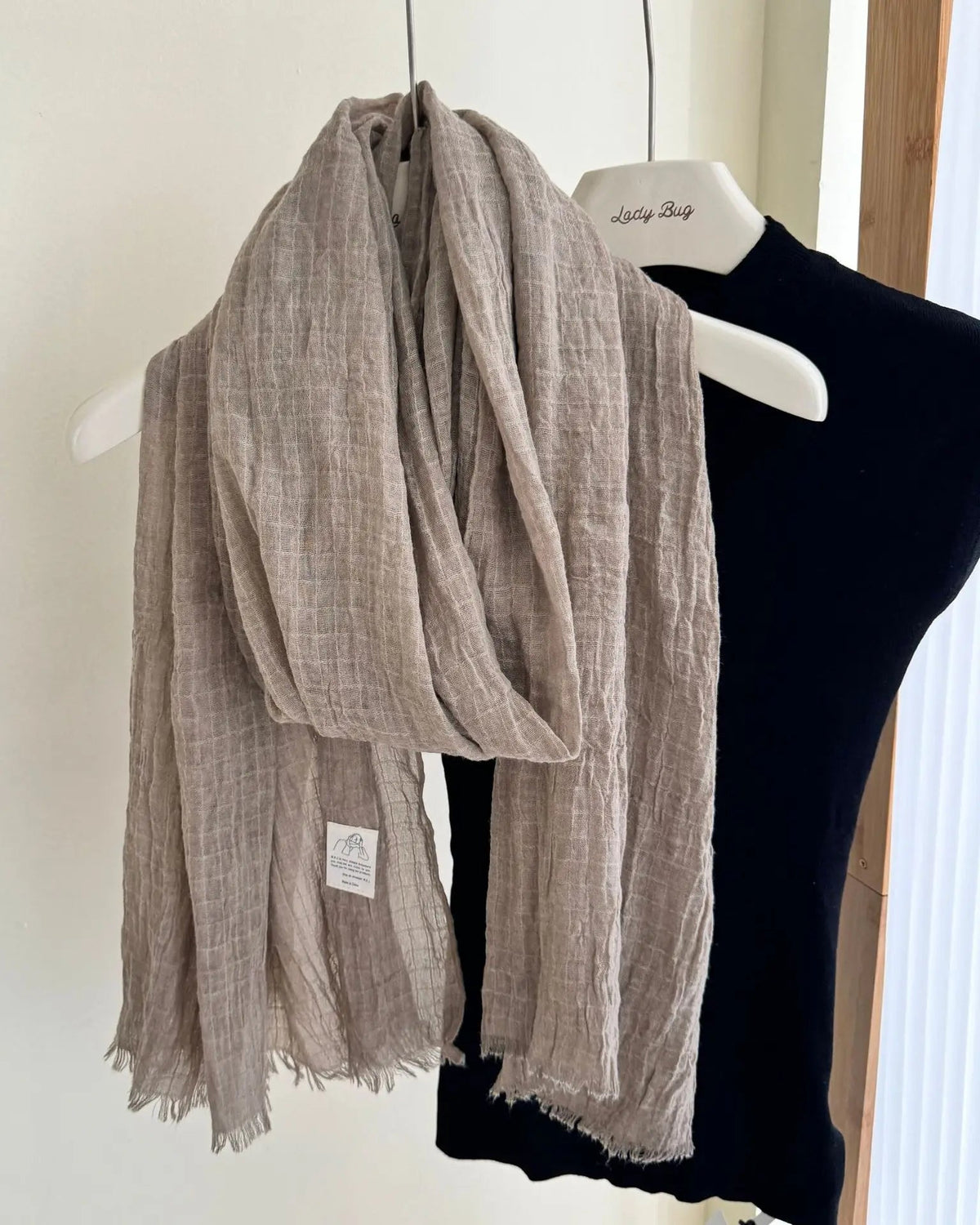 Waffle Texture Cotton Scarf Shawl