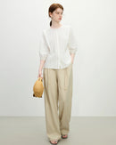 Round Neck Lace Lantern Sleeve Elegant Shirt