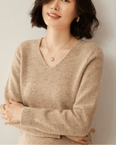 Soft Wool Long-Sleeved V-Neck Knit Sweater