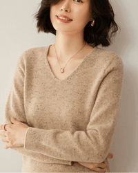 Soft Wool Long-Sleeved V-Neck Knit Sweater