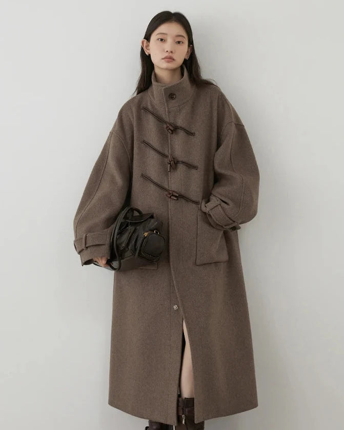 Horn Button Wool Blend Coat