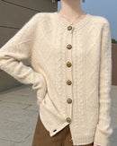 Thick Merino Wool Crewneck Cardigan