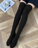 Ribbed Knit Wool Over-Knee Stockings