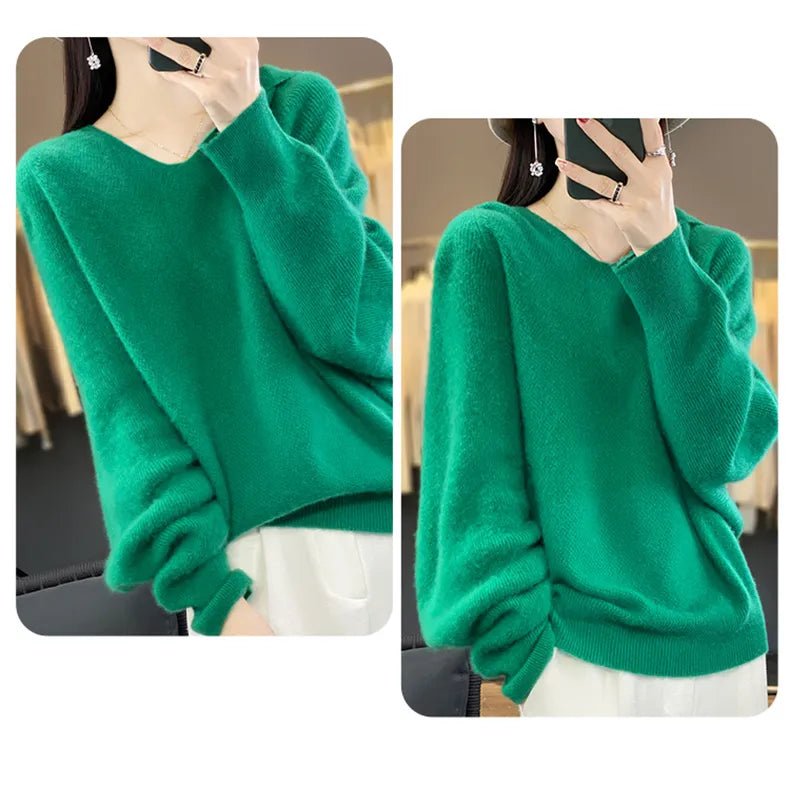 Hooded 100% Wool Knitted Sweater
