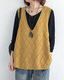 Oversized V-Neck Hollow Knit Vest