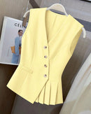Asymmetric Button Peplum Vest