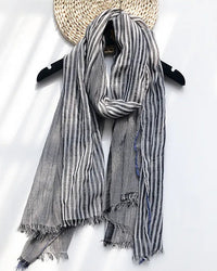 Two-Tone Linen-Look Shawl Scarf