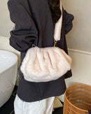 Ruched Faux Fur Cloud Shoulder Bag