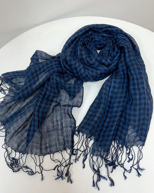 Checked Linen Scarf